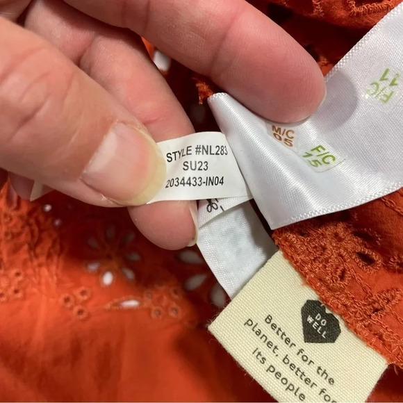 New Madewell Eyelet A Line Halter Top XXS Cooperwashed Orange - Picture 5 of 9